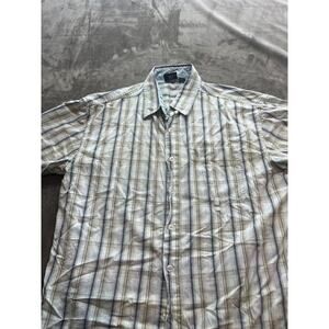 Kavu Shirt Mens Medium Beige Button Up Short Sleeve Lightweight Camp‎ Outdoors